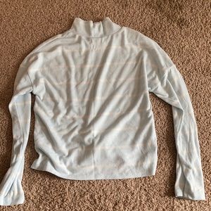 Long sleeve light blue and white turtleneck
